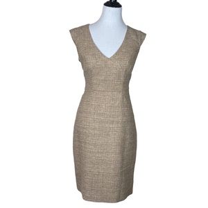 Anne Klein linen blend tweed v-neck cap sleeve career office dress Size 8